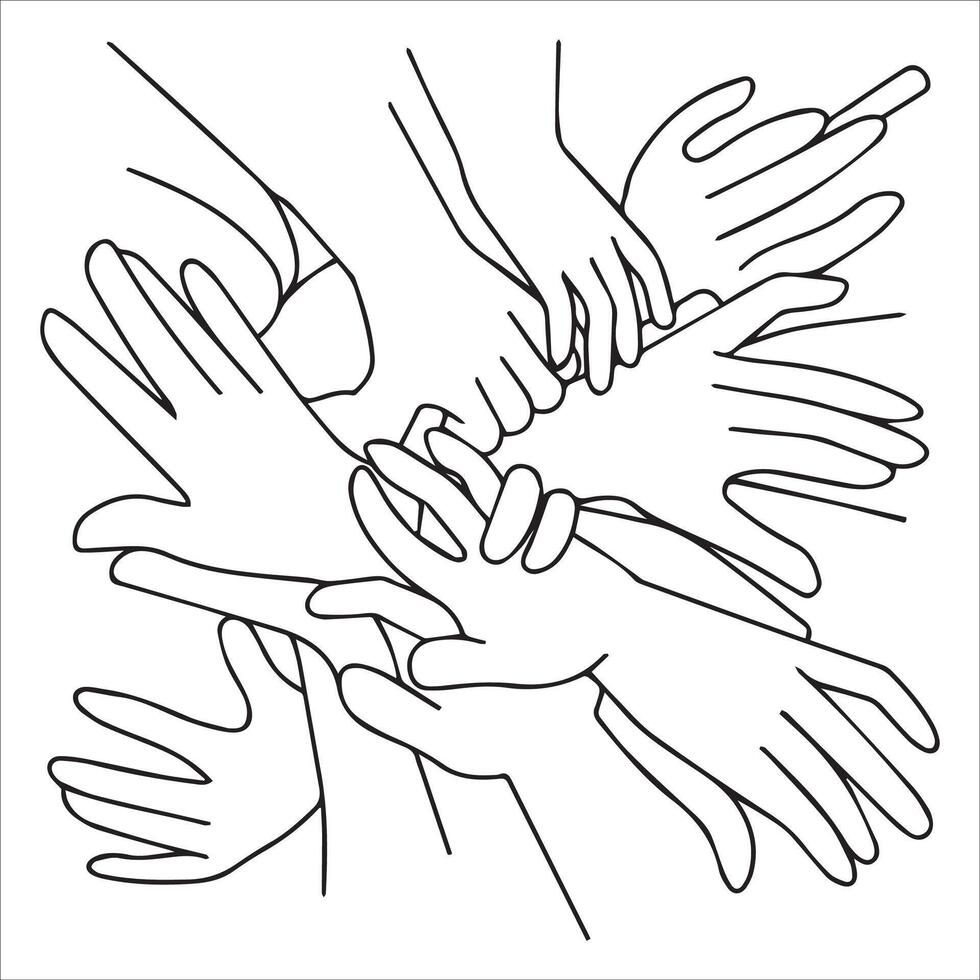 Hands in Harmony Line Art Illustration vector