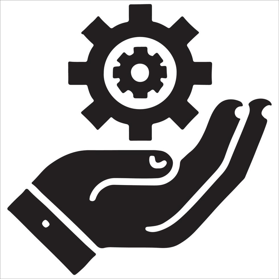 Service and Efficiency Symbol with Gear and Hand vector