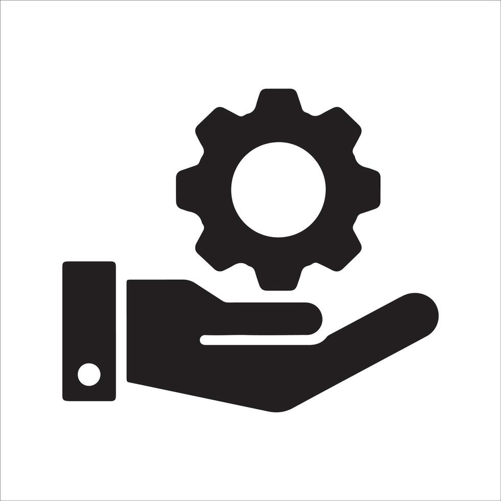 Hand Holding Gear for Service and Solutions vector