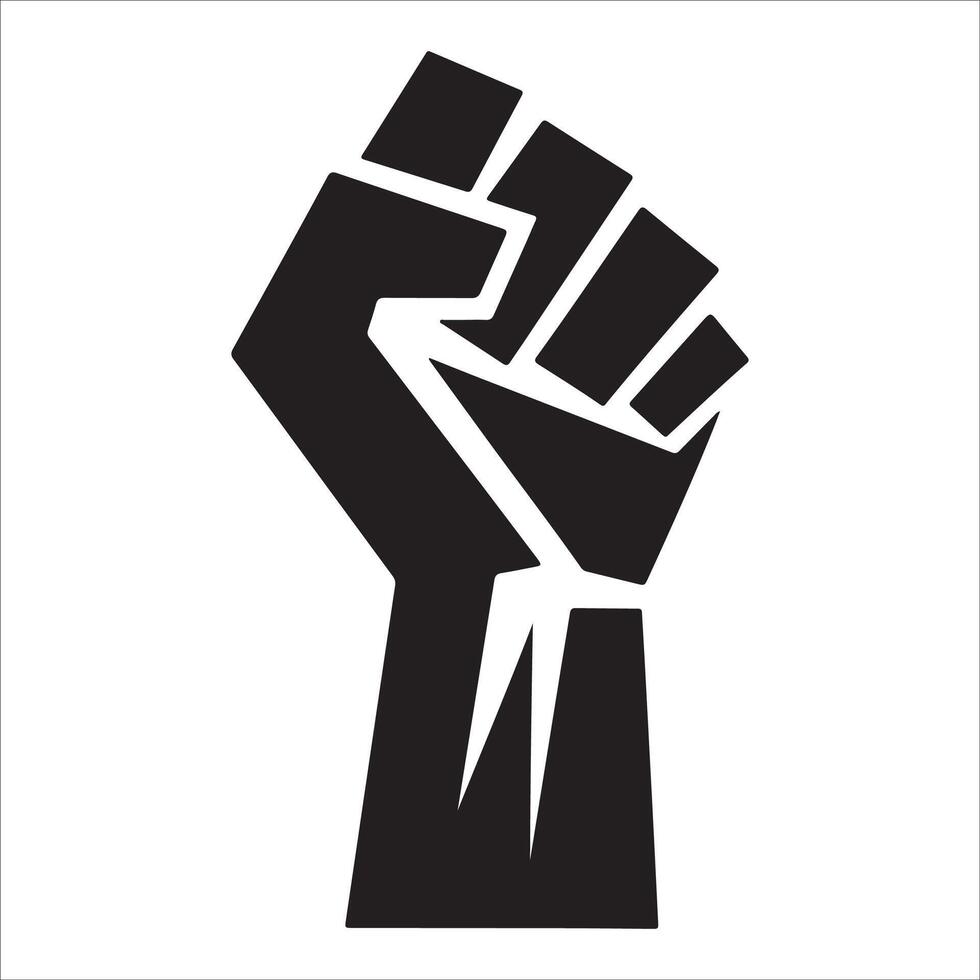 Black-and-White Strength Icon with Raised Fist vector