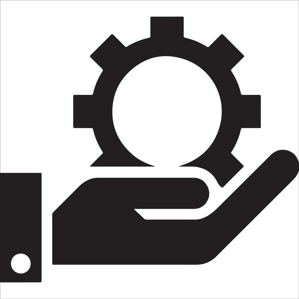Minimalist Service Icon with Gear and Hand vector