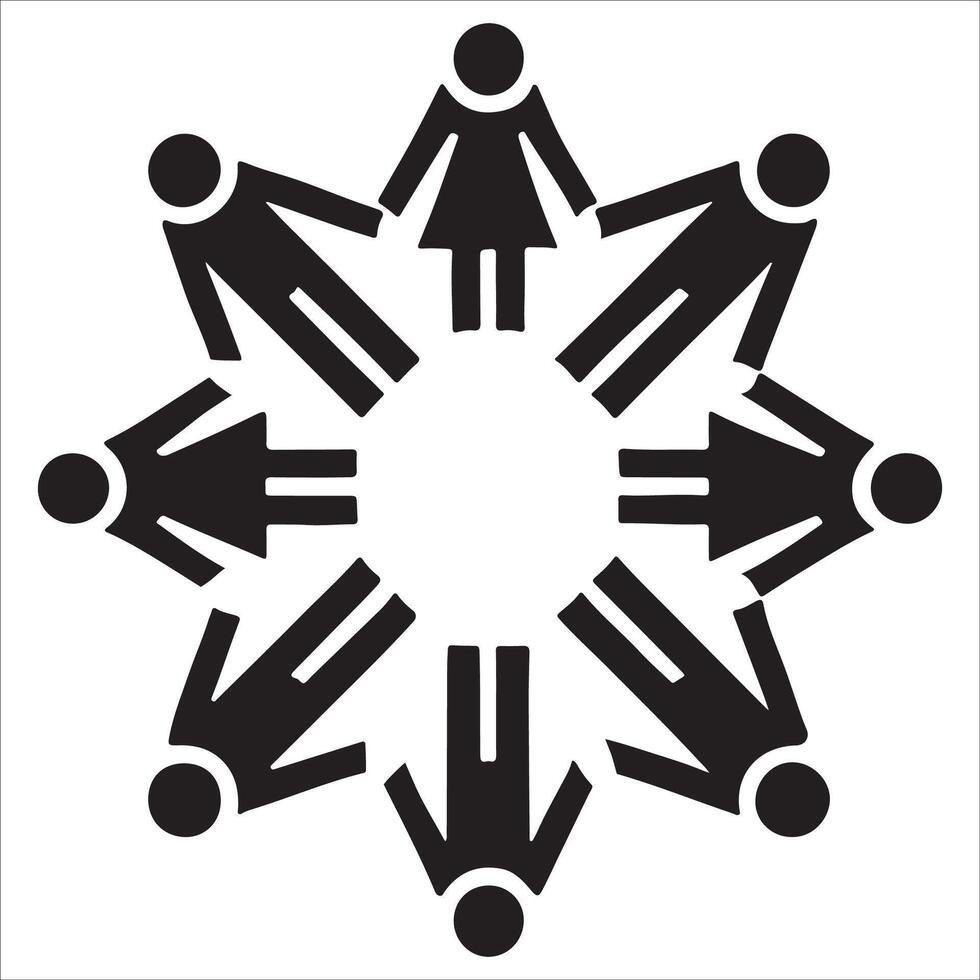 Monochrome People in Unity Holding Hands vector