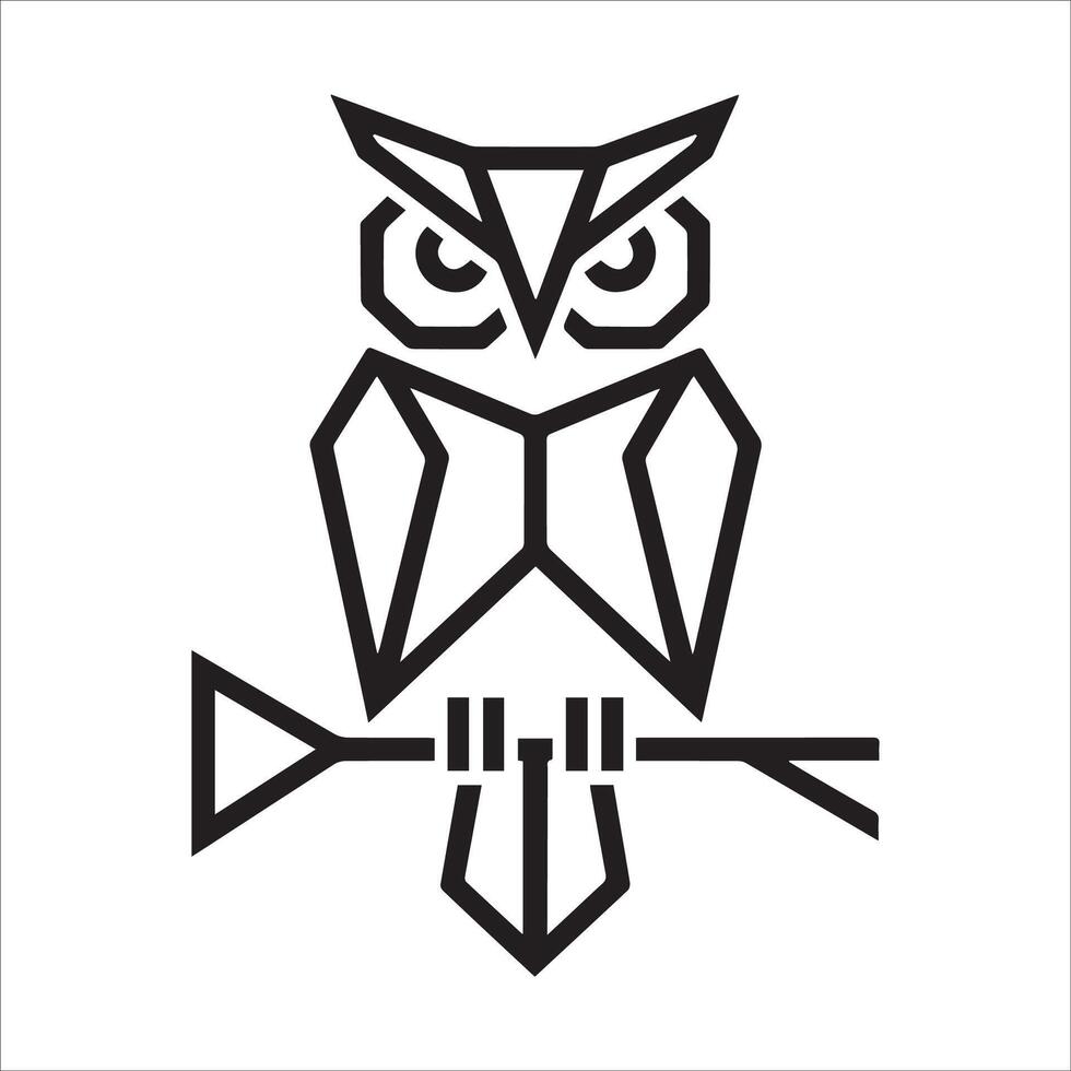 Owl on Tree Branch Icon for Insight and Wisdom vector