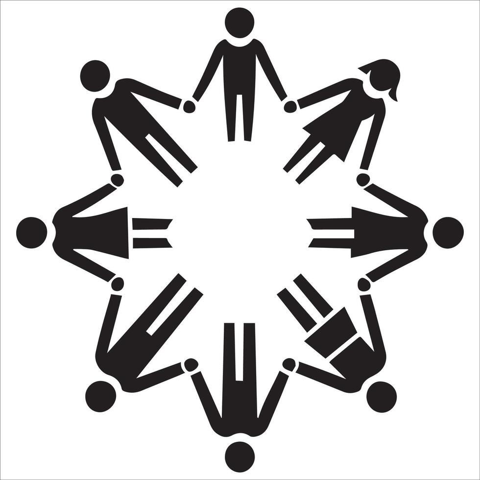 Simple Unity Icon with People Holding Hands vector