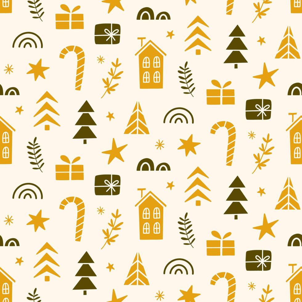Vintage Christmas Holidays Wrapping Paper Design Seamless Hand Drawn Texture vector