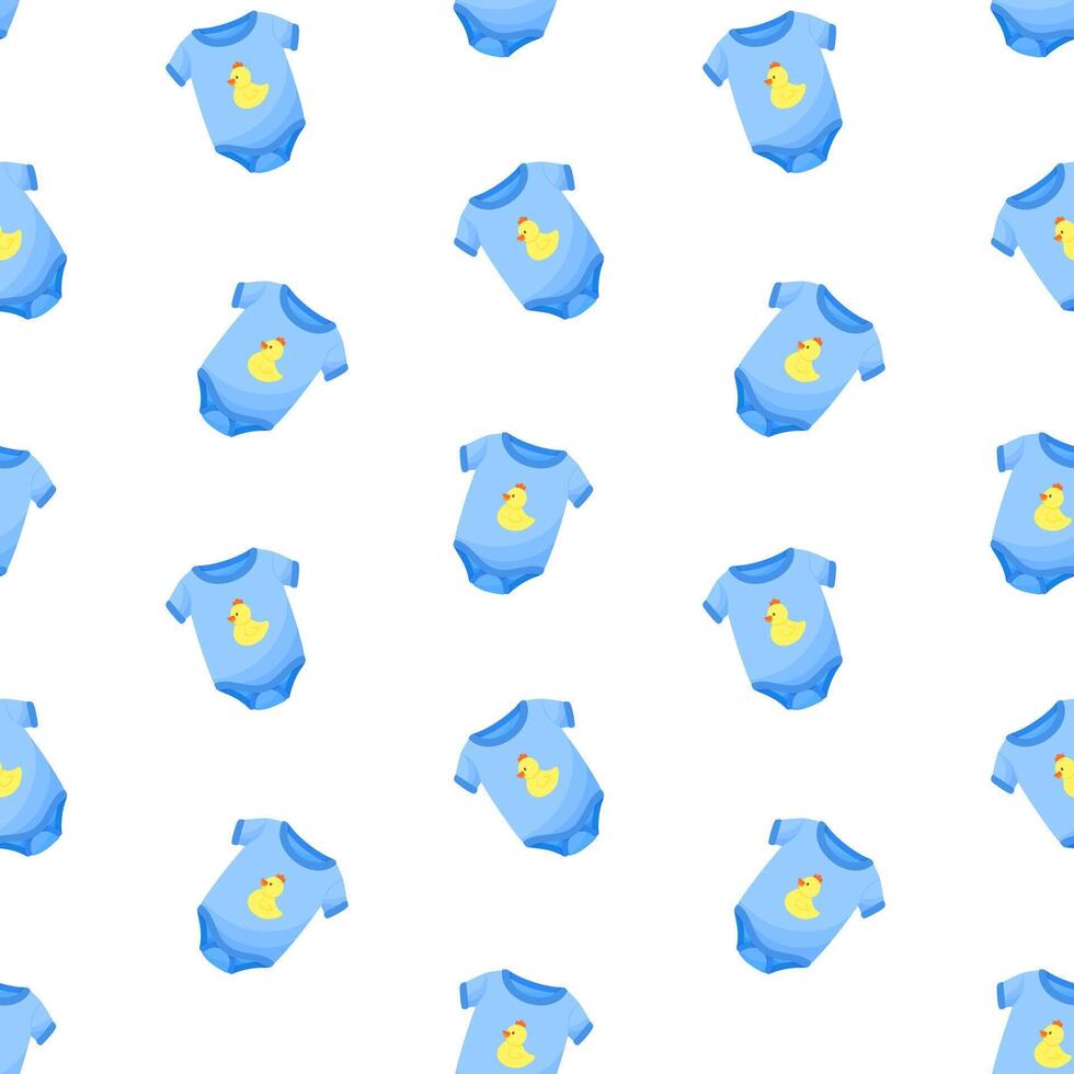 Baby blue onesies seamless pattern. Infant clothing, babywear, apparel, bodysuit background vector