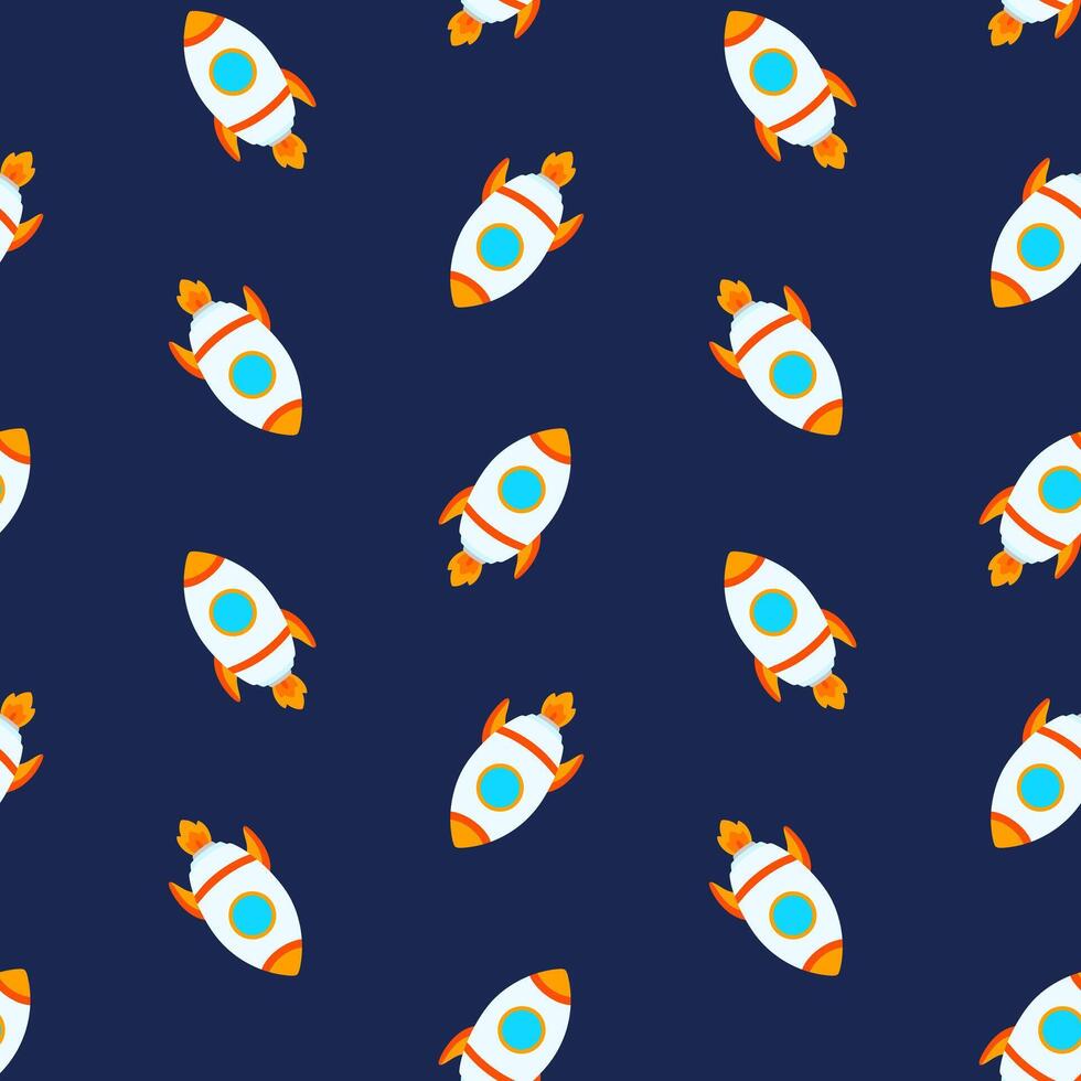 Rockets seamless pattern. Children spaceships design, jet background, galaxy wallpaper vector