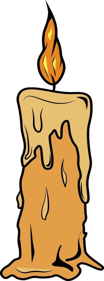 Candle flame. Wax dripping. Candle. Candle is a source of light and heat. Wax with a wick inside. Symbolic element in various cultures and traditions. vector