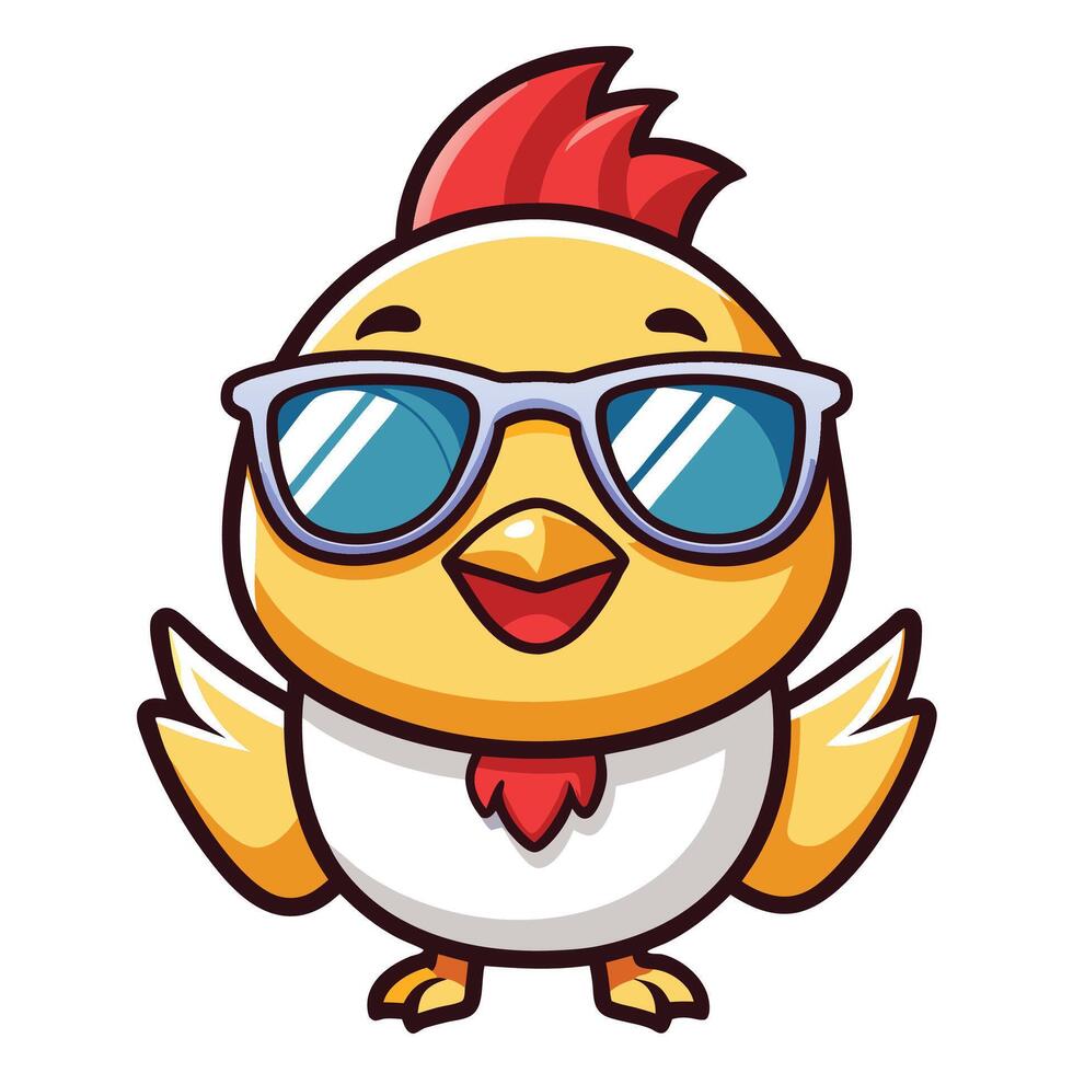 a cartoon chicken wearing sunglasses vector