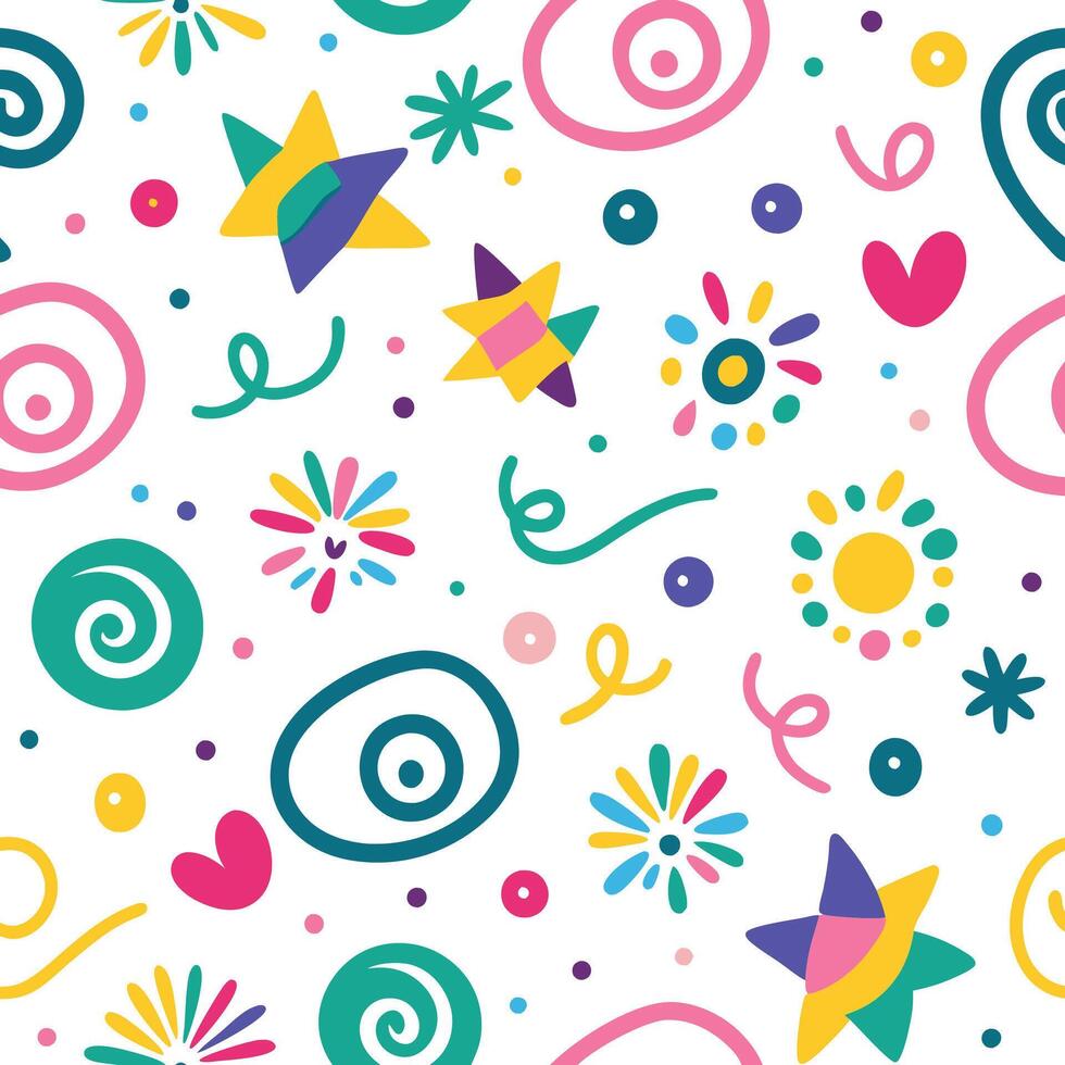 seamless pattern with colorful shapes and stars vector