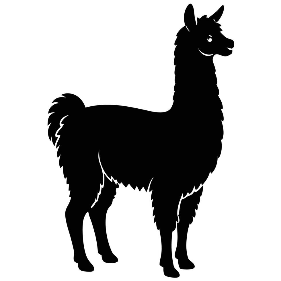 black silhouette of a llama on a white background vector