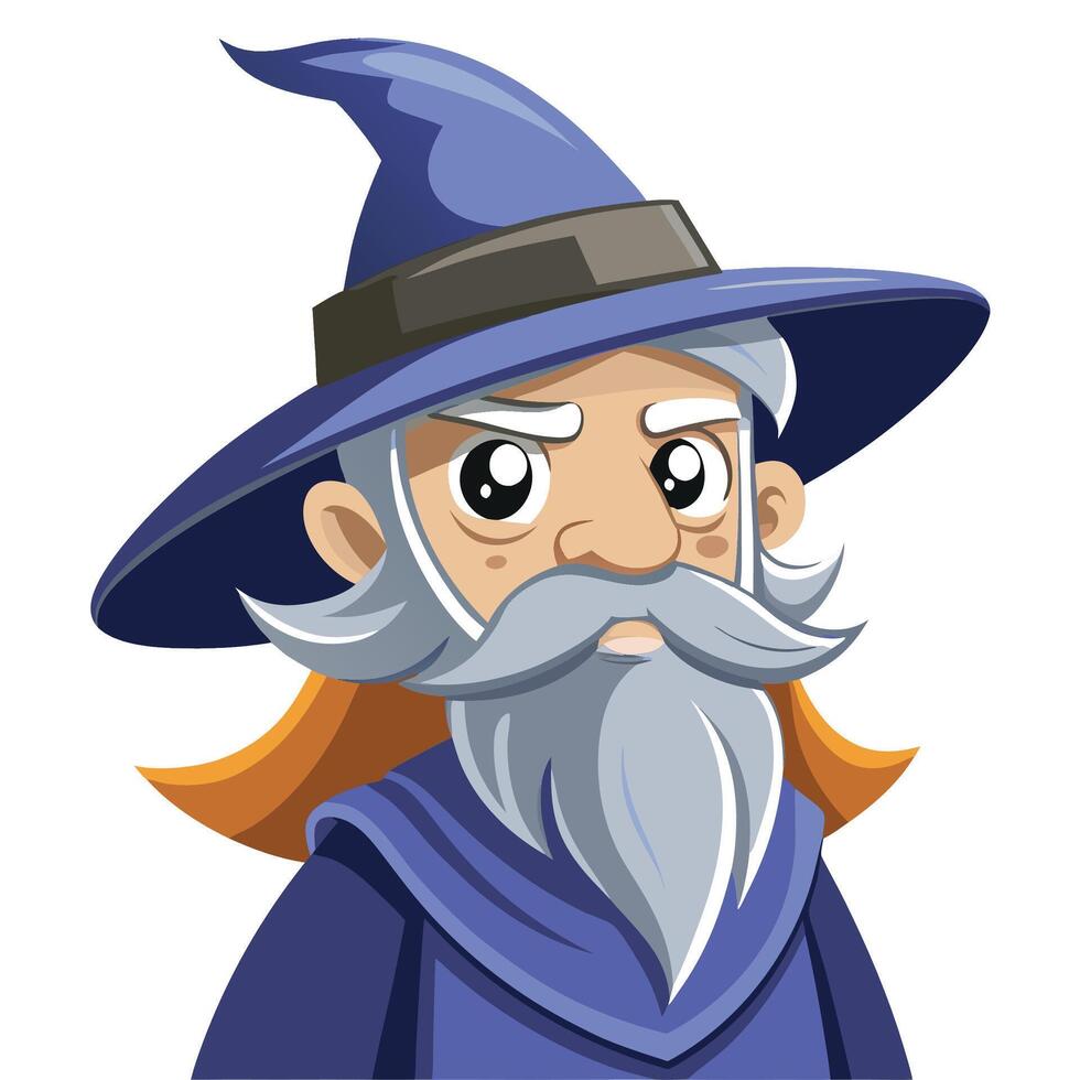 cartoon wizard with long beard and hat vector