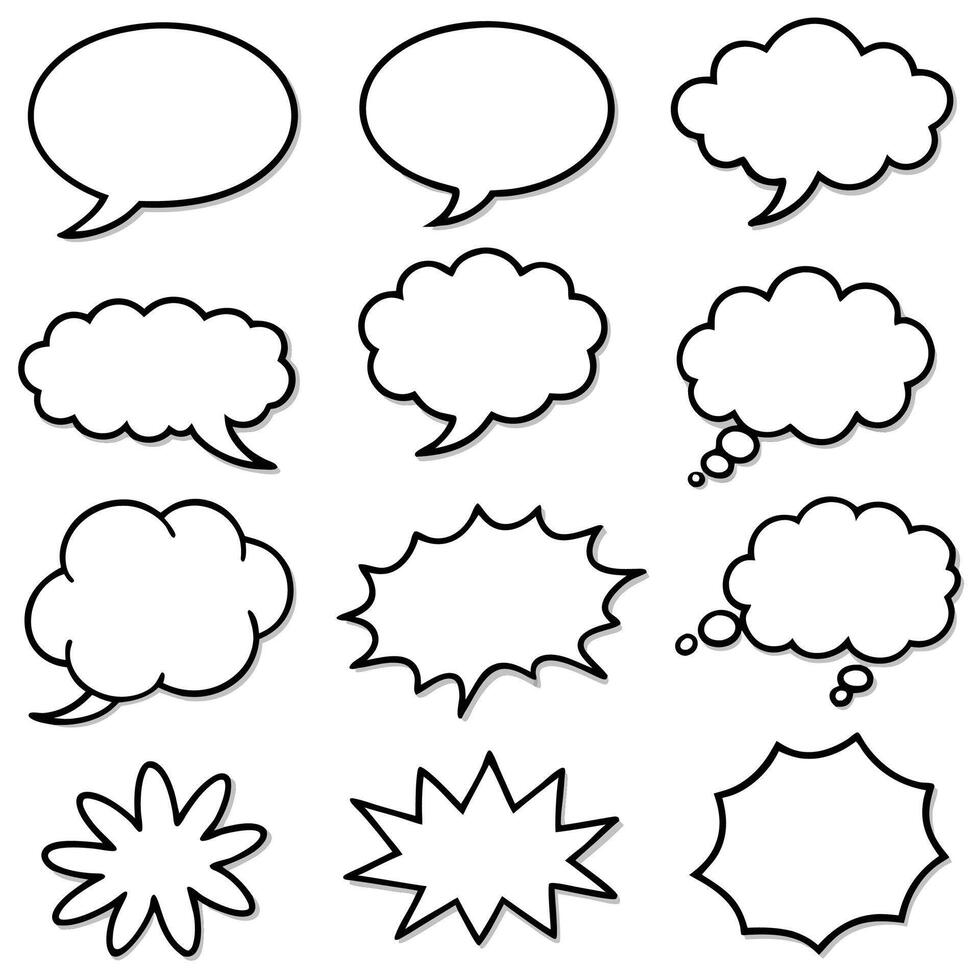 a set of speech bubbles with different shapes vector