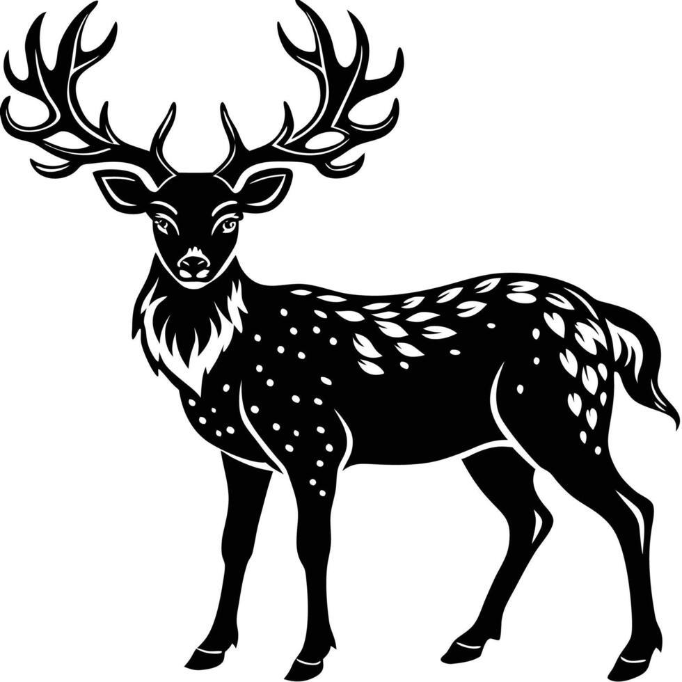 a black and white deer with antlers vector