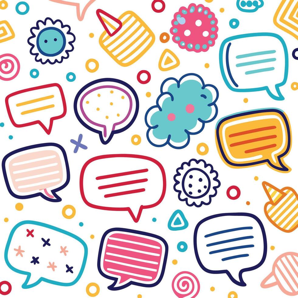 seamless pattern with colorful speech bubbles and speech bubbles vector