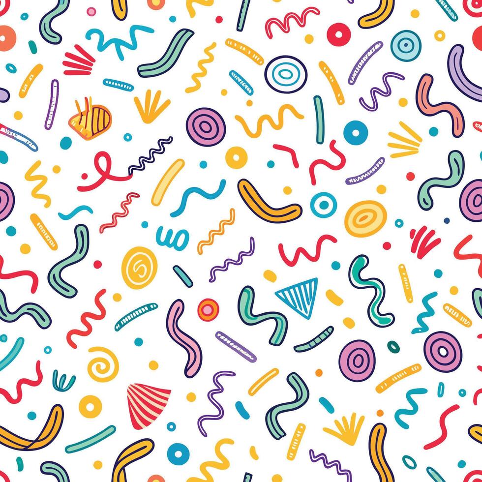 seamless pattern with colorful shapes and lines vector