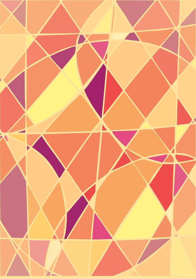 Abstract stained-glass mosaic background - orange, yellow, purple. vector