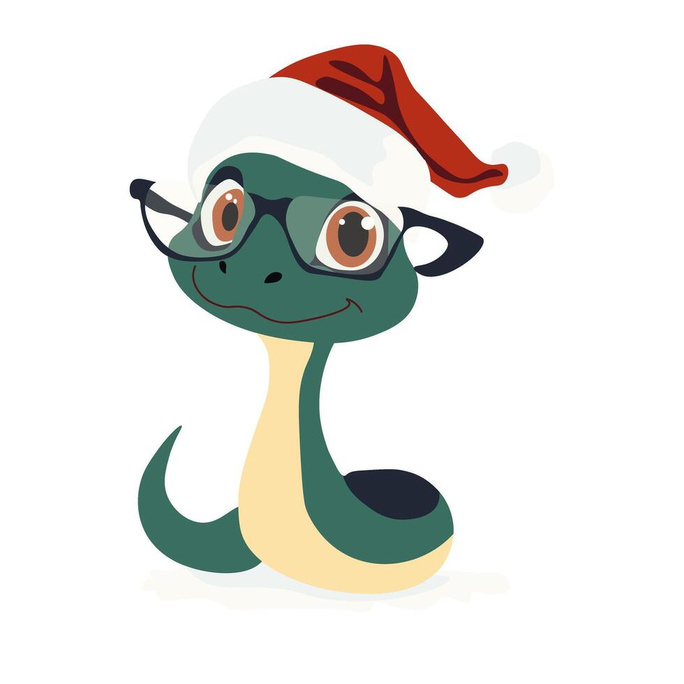 Cute snake in glasses character. Year of the Snake character vector