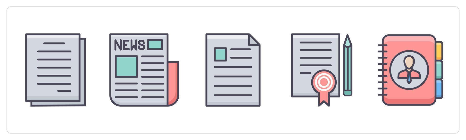 A set of 5 Business icons as duplicate copy, newsletter, user details vector