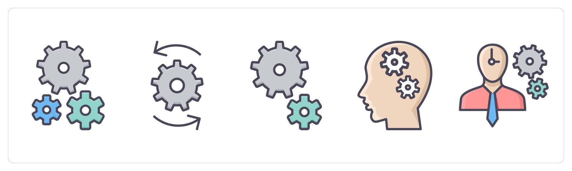 A set of 5 Business icons as settings, optimization, configuration vector