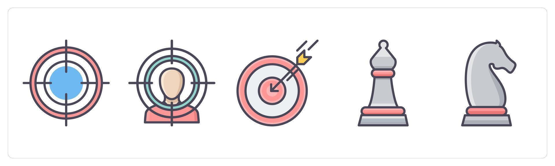 A set of 5 Business icons as focus, customer focus, target vector