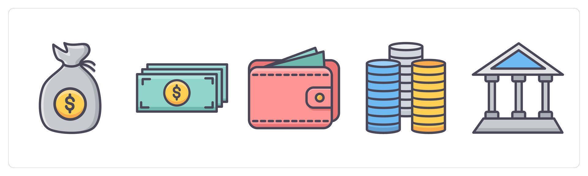 A set of 5 Business icons as loan, cash, wallet vector