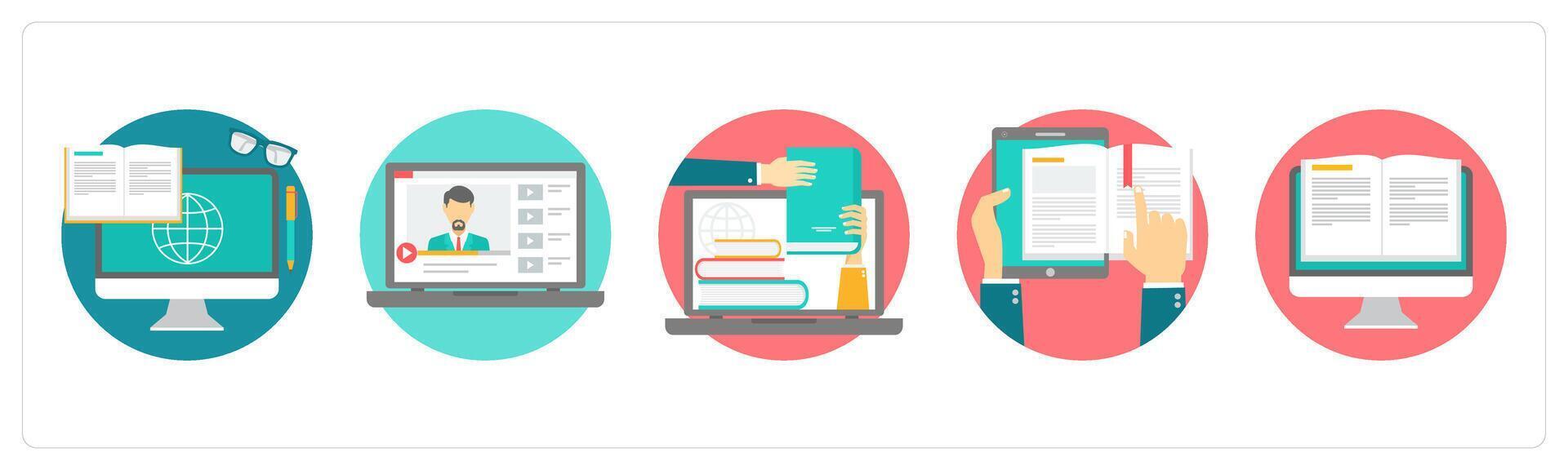A set of 5 education, elearning vector