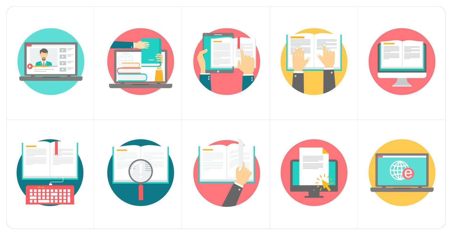 A set of 10 education icons as tutorial, online education, mobile education vector
