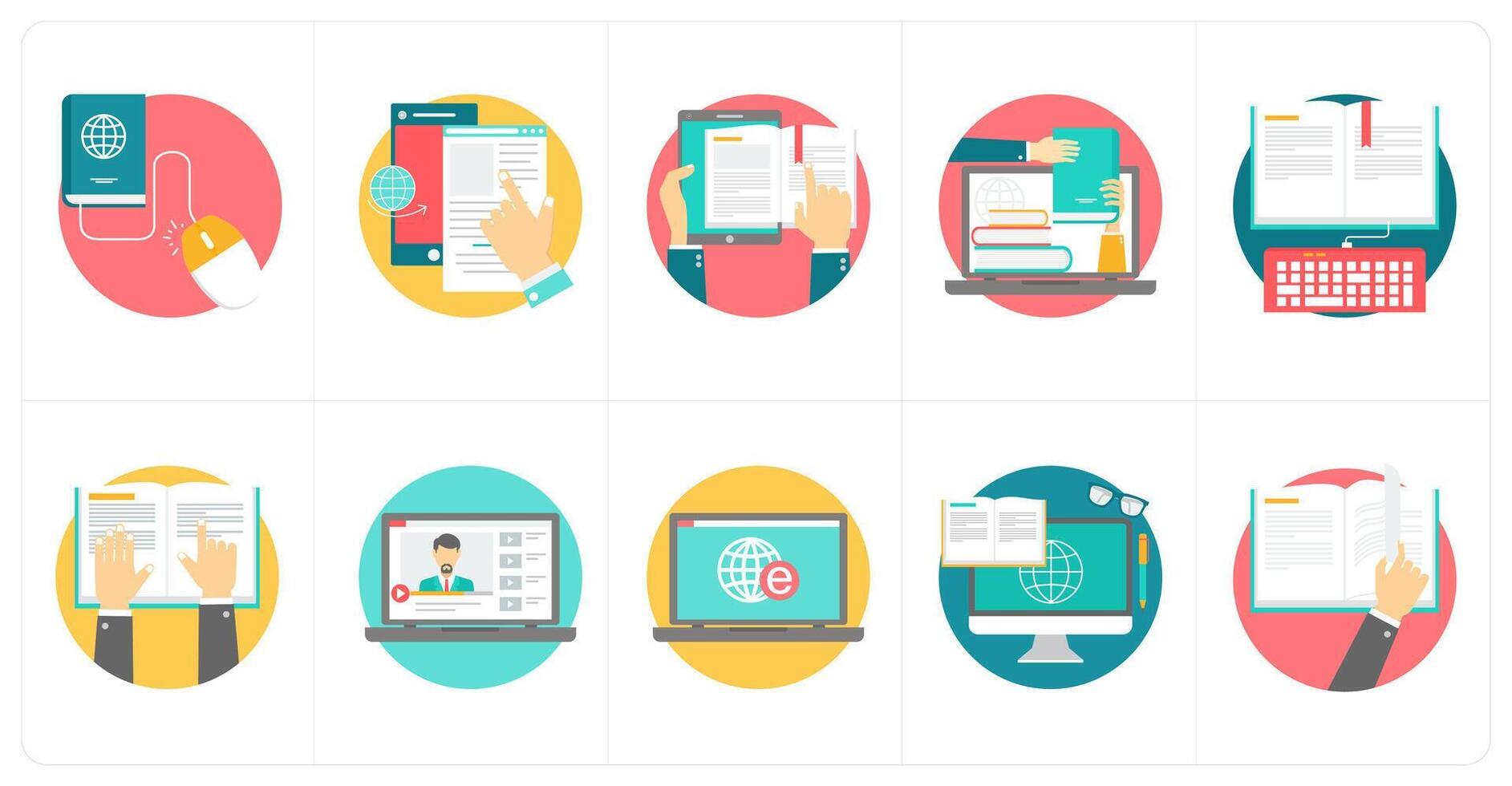 A set of 10 education icons as e learning, online education, mobile education vector