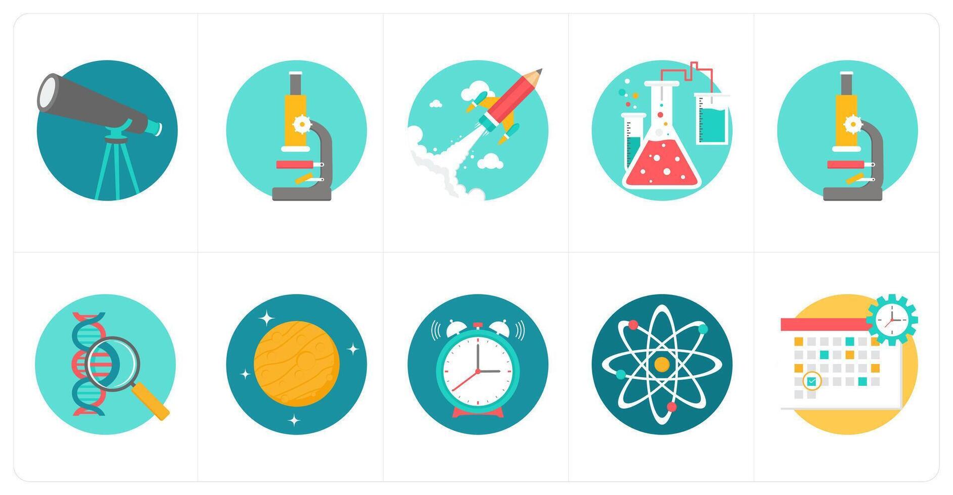 A set of 10 education icons as astronomy, biology, boost up vector