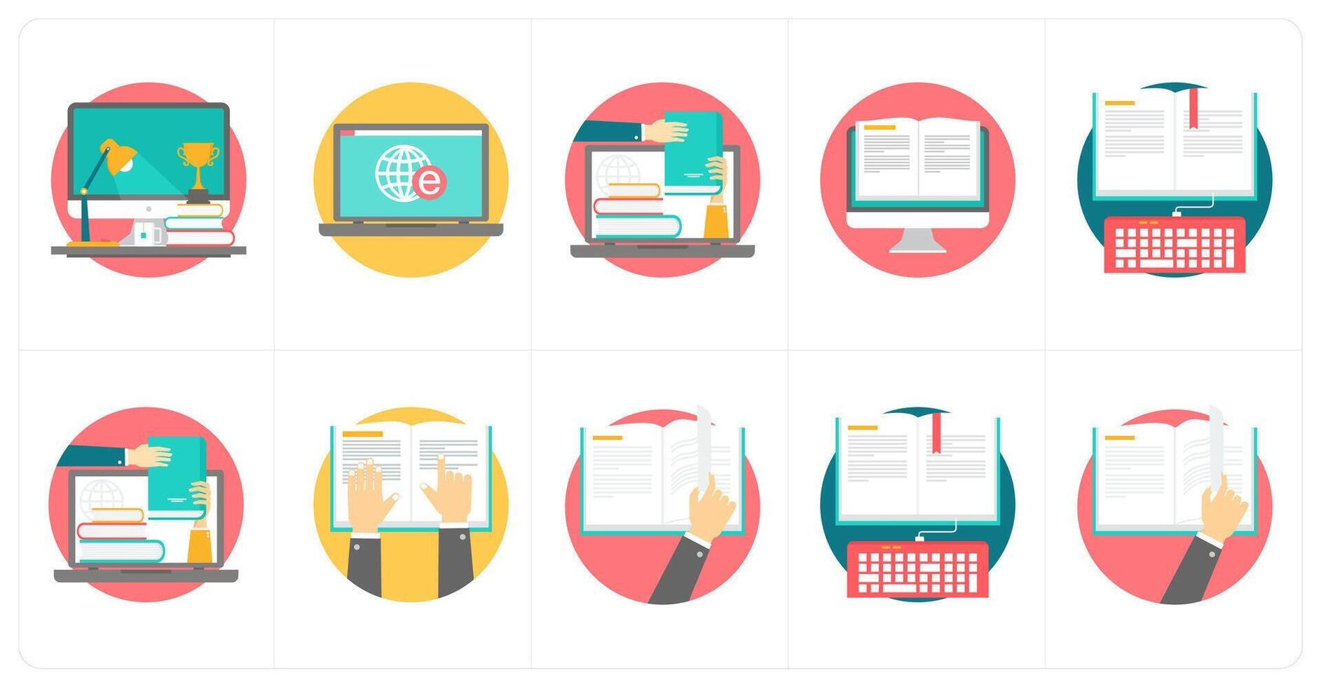 A set of 10 education icons as study, online education, e learning vector