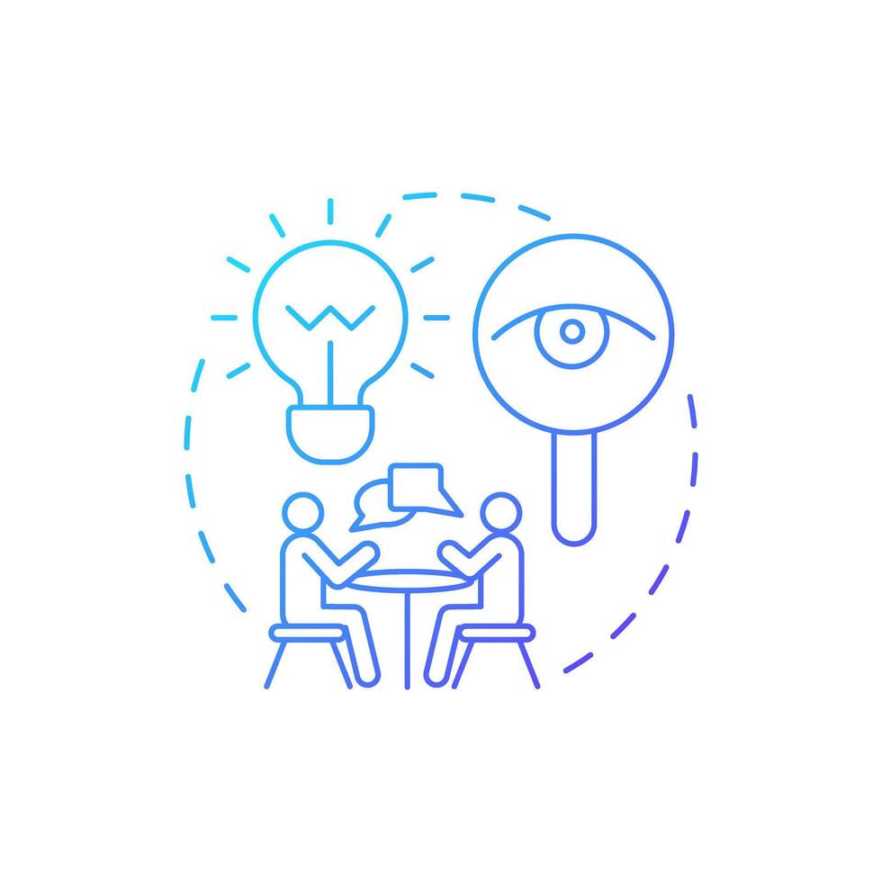 Qualitative research blue gradient concept icon. Data collecting. Interview, communication. Round shape line illustration. Abstract idea. Graphic design. Easy to use in infographic, presentation vector