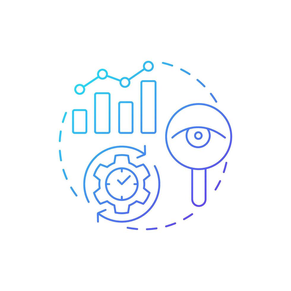 Secondary research blue gradient concept icon. Statistical metrics. Monitoring, control. Round shape line illustration. Abstract idea. Graphic design. Easy to use in infographic, presentation vector