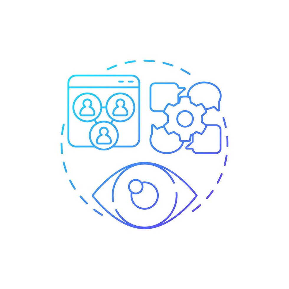 Community forums blue gradient concept icon. Online communication, service. Users feedback. Round shape line illustration. Abstract idea. Graphic design. Easy to use in infographic, presentation vector
