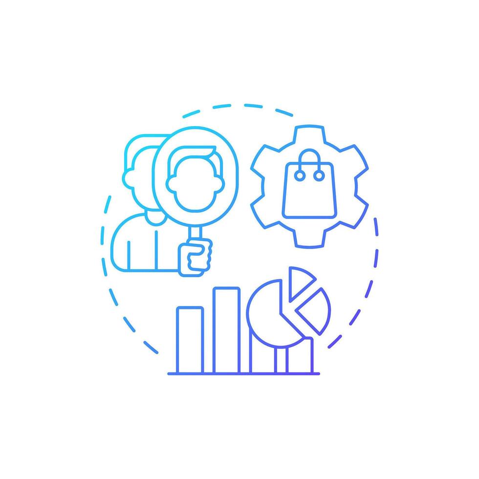 Mystery shoppers blue gradient concept icon. Customer service, shopping. Statistics, commerce. Round shape line illustration. Abstract idea. Graphic design. Easy to use in infographic, presentation vector