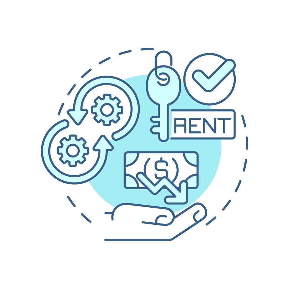 Lower initial costs light blue concept icon. Renting equipment. Contract manufacturing benefit. Round shape line illustration. Abstract idea. Graphic design. Easy to use in article vector