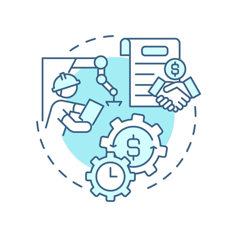 Direct labor light blue concept icon. Manufacturing costs. Human resources involved in production. Round shape line illustration. Abstract idea. Graphic design. Easy to use in article vector