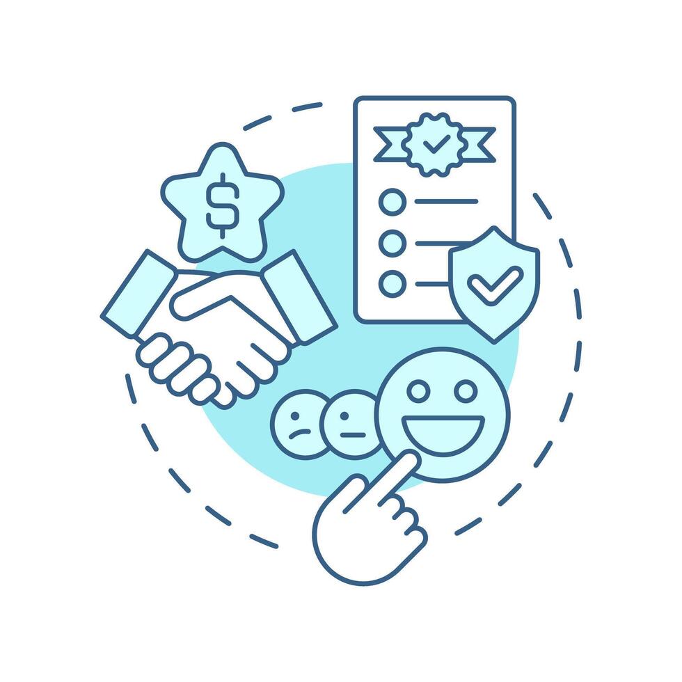 Reputation and expertise light blue concept icon. Proven expertise. Choosing contract manufacturer. Round shape line illustration. Abstract idea. Graphic design. Easy to use in article vector
