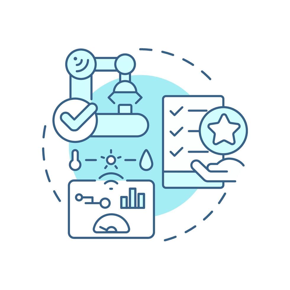 Equipment and technology light blue concept icon. Advanced tools and systems used in manufacturing. Round shape line illustration. Abstract idea. Graphic design. Easy to use in article vector