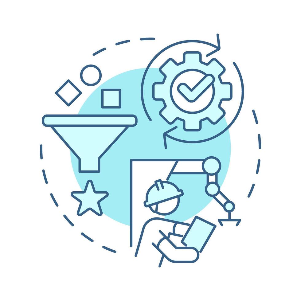 Sort light blue concept icon. 5S methodology. Organizing and eliminating unnecessary items in workspace. Round shape line illustration. Abstract idea. Graphic design. Easy to use in article vector