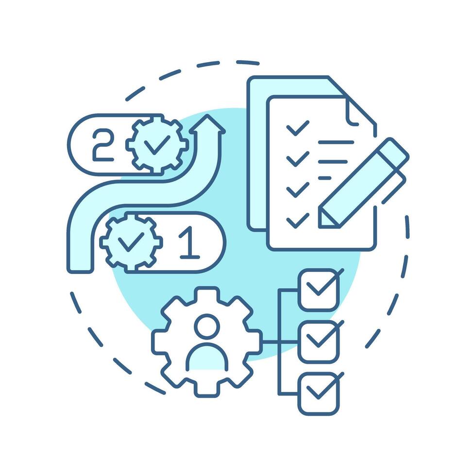 Standardize light blue concept icon. 5S methodology. Consistent procedures to maintain workplace organization. Round shape line illustration. Abstract idea. Graphic design. Easy to use in article vector