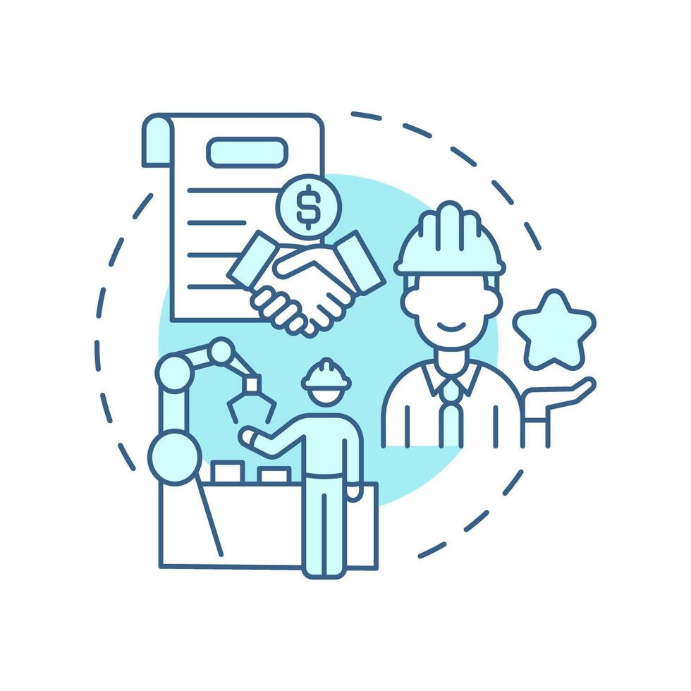 Labor or service subcontracting light blue concept icon. Outsourcing specialized work. Workforce management. Round shape line illustration. Abstract idea. Graphic design. Easy to use in article vector