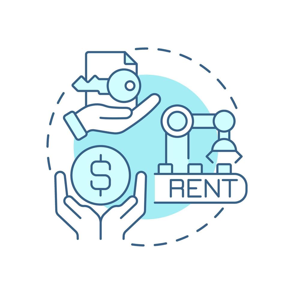 Renting equipment or facility light blue concept icon. Industrial resource management. Operational efficiency. Round shape line illustration. Abstract idea. Graphic design. Easy to use in article vector