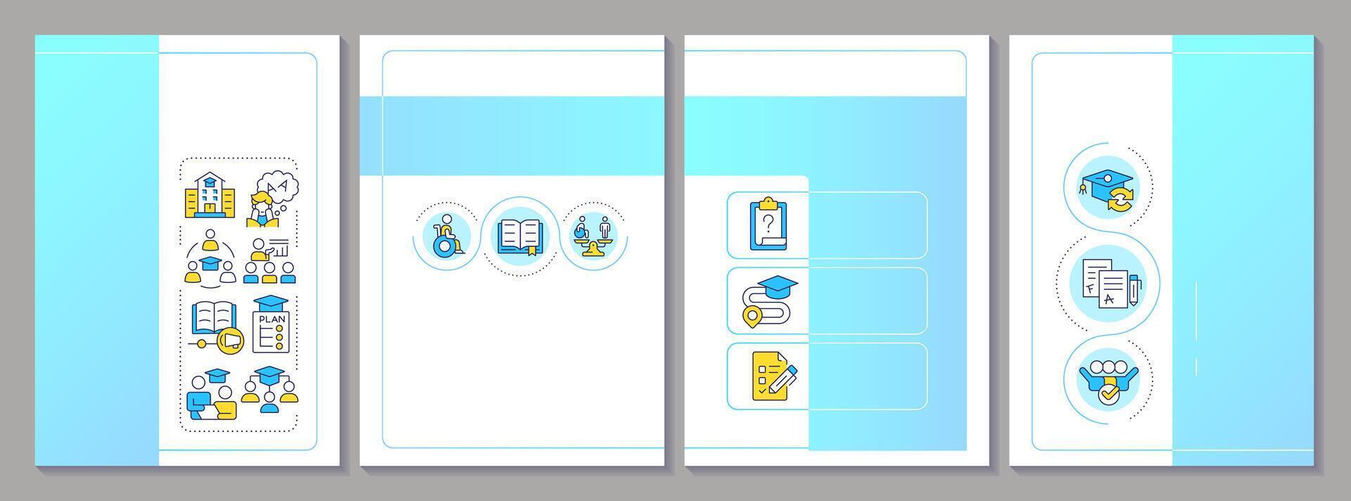 Special education blue brochure template. Education programs. Leaflet design with linear icons. Editable 4 layouts for presentation, annual reports vector