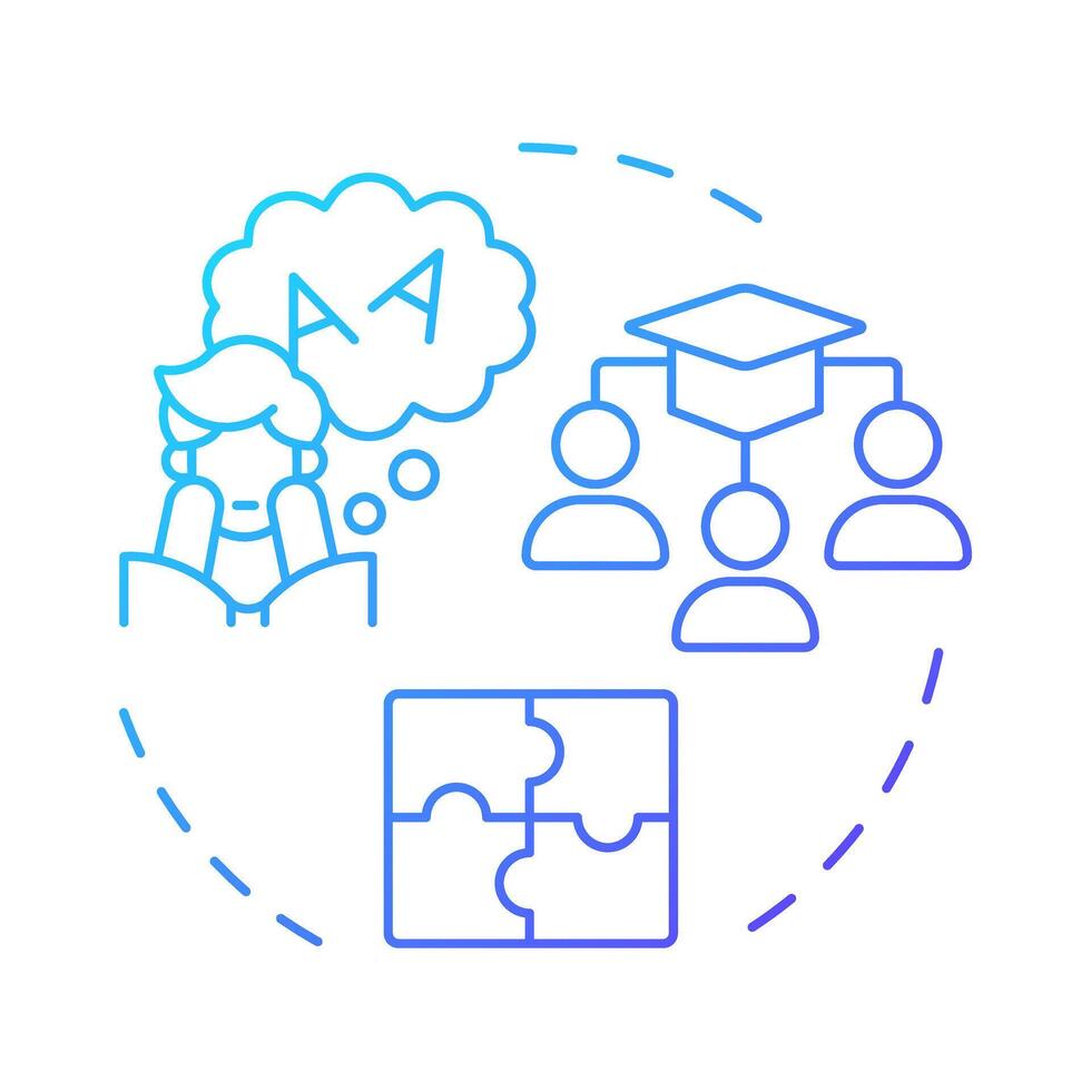 Inclusive education blue gradient concept icon. Special learning programs for student with needs. School work. Round shape line illustration. Abstract idea. Graphic design. Easy to use in blog post vector