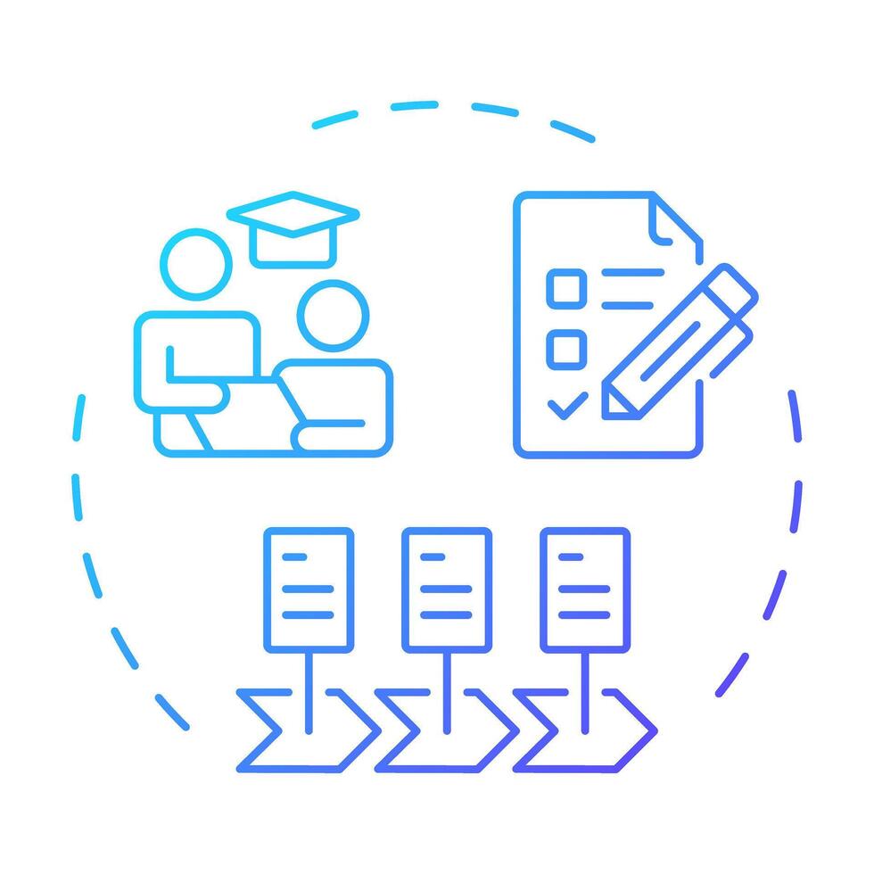 IEP blue gradient concept icon. Individualized education program for disabled students. Special learning. Round shape line illustration. Abstract idea. Graphic design. Easy to use in blog post vector