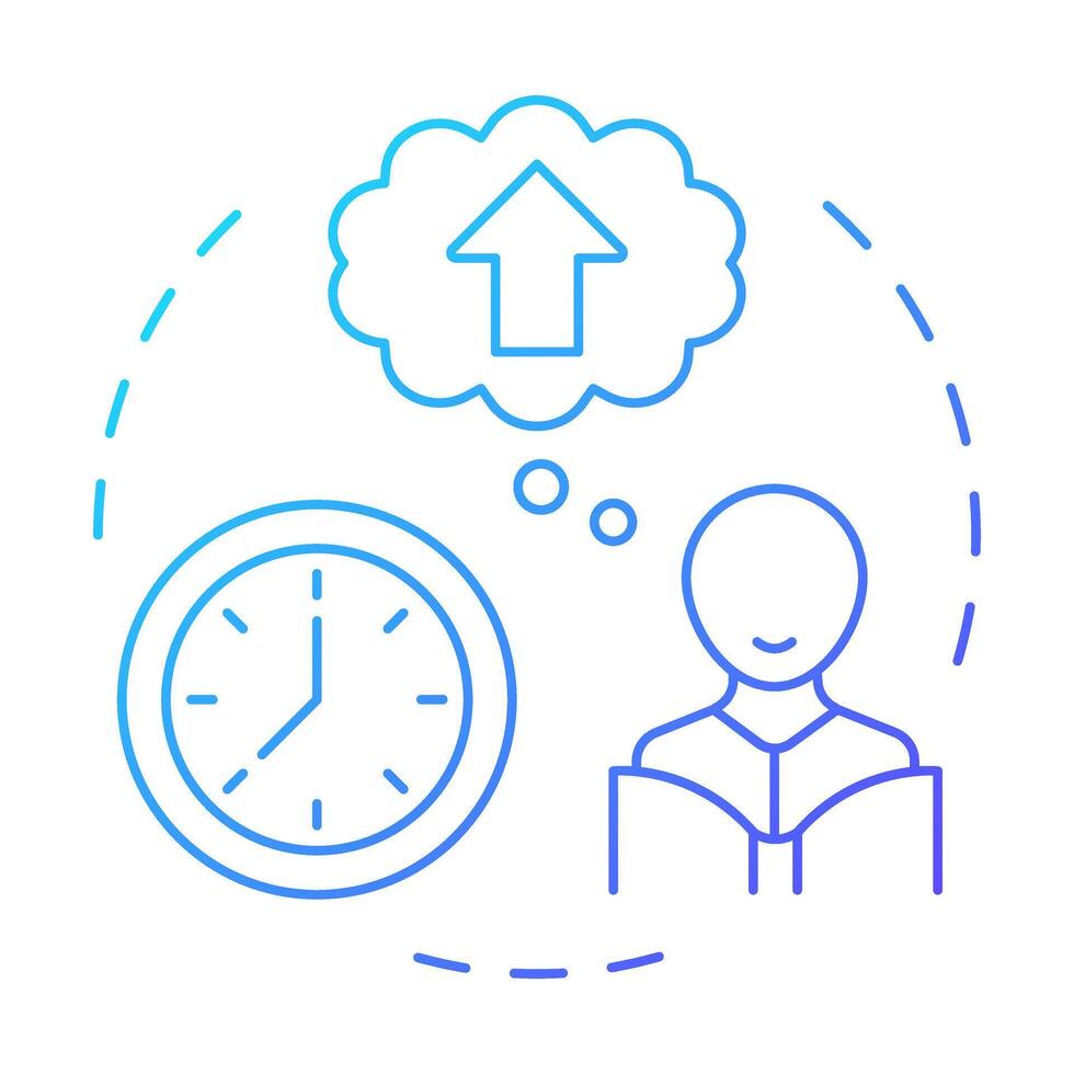 Time to think blue gradient concept icon. Offering flexible timing for students with needs. Special education. Round shape line illustration. Abstract idea. Graphic design. Easy to use in article vector