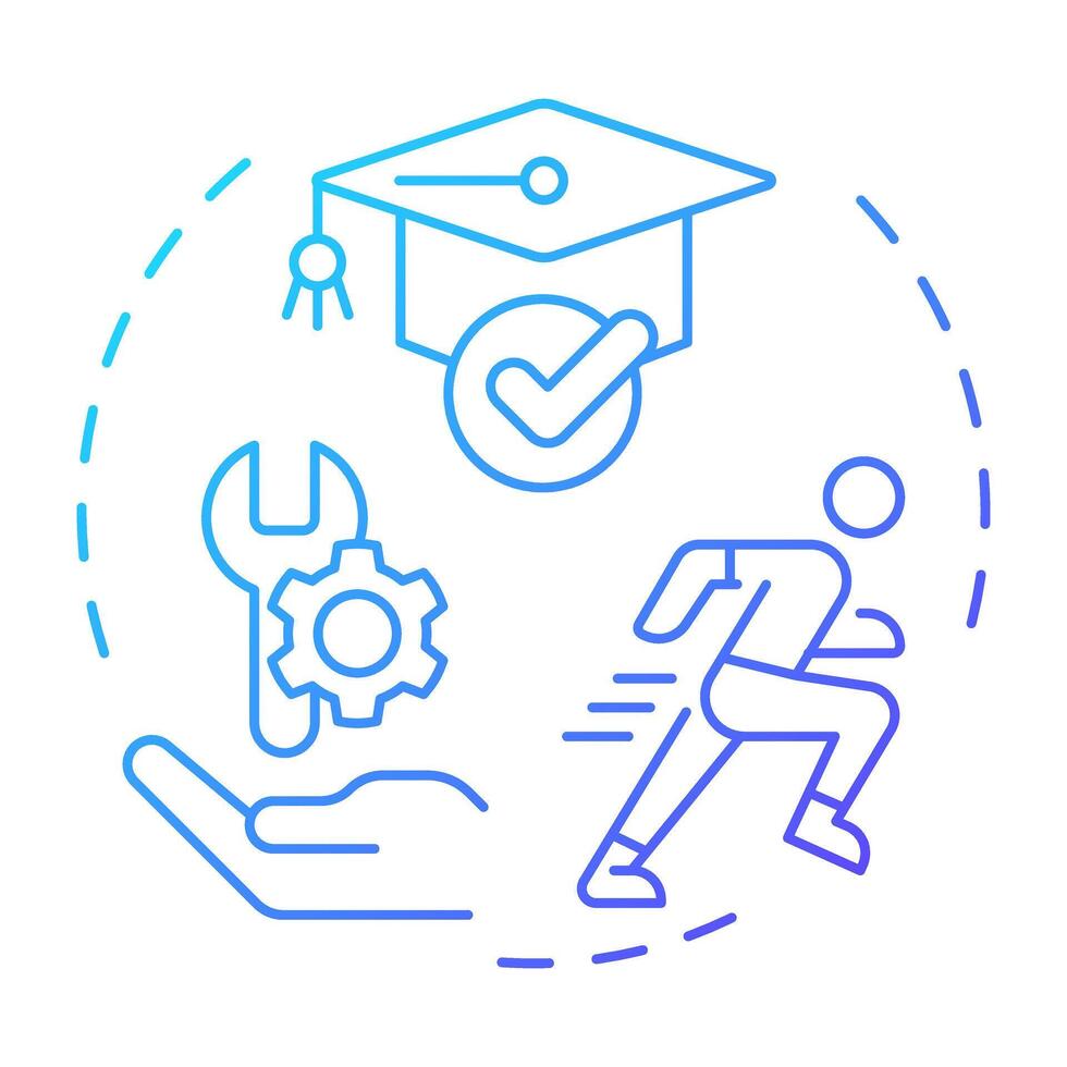 Kinesthetic learning blue gradient concept icon. Learning through hands on activities. Special education. Round shape line illustration. Abstract idea. Graphic design. Easy to use in blog post vector