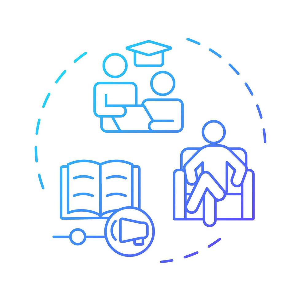 Providing special education blue gradient concept icon. Opportunities for students with needs. Iep process. Round shape line illustration. Abstract idea. Graphic design. Easy to use in article vector