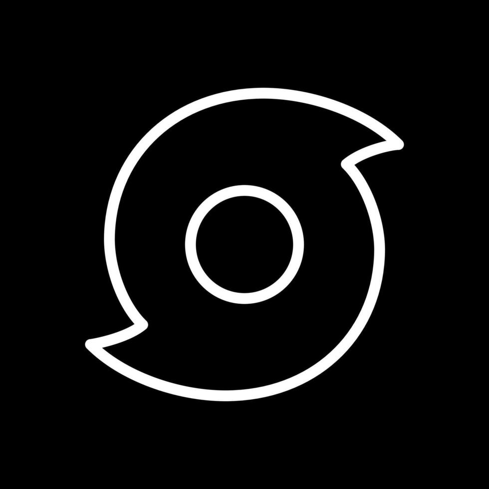 Hurricane white linear icon for dark theme. Tropical cyclone. Weather forecast. Storms, strong winds and rainfall. Meteorology. Thin line illustration. Isolated symbol for night mode. Editable stroke vector